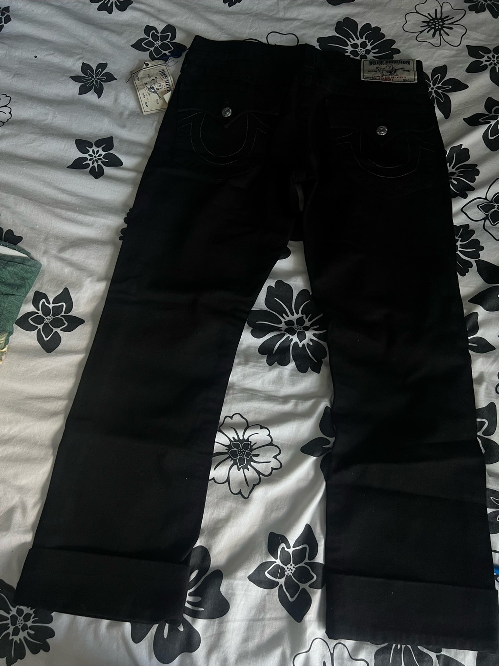 Black True Religion Unisex Straight-Leg Jeans - Picture 2 of 3